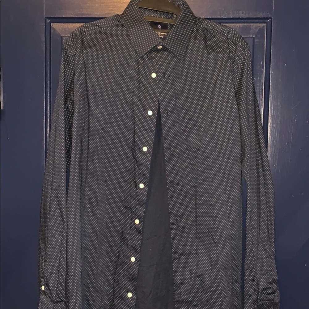 Blue with White dots button down shirt